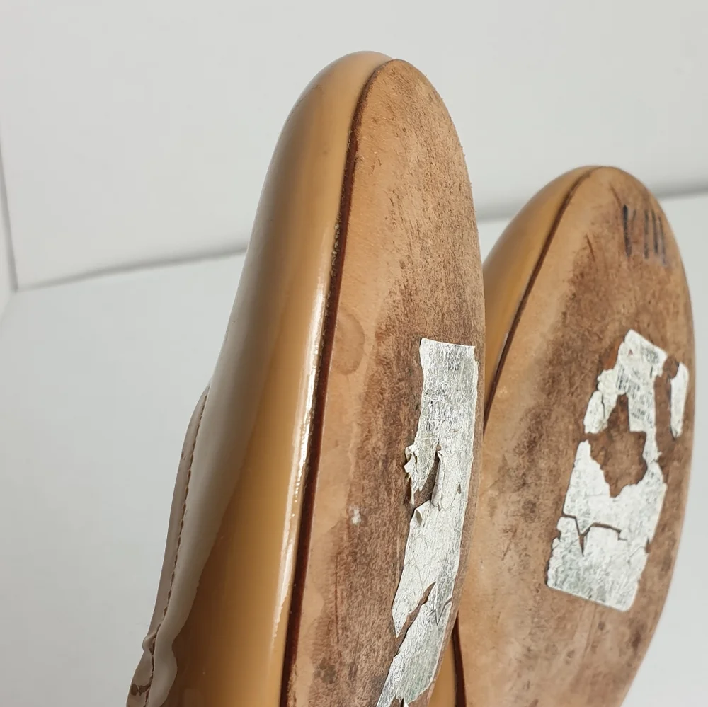 leather upper nude ballet flat slip-on flexible minimalist comfort and style 7.5